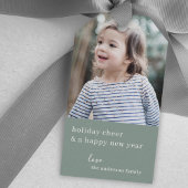 Holiday Cheer | Grayish Green kerstfoto Cadeaulabel