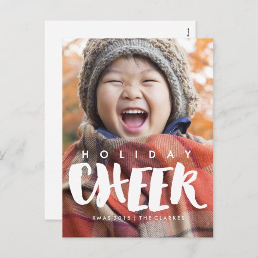 HOLIDAY CHEER | handgeschreven kerstscript Feestdagenkaart (Voorkant / Achterkant)