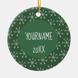 Holiday Cheer Hunter Green Snowflake Keramisch Ornament