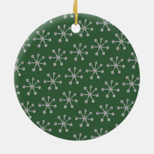 Holiday Cheer Hunter Green Snowflake Keramisch Ornament (Achterkant)