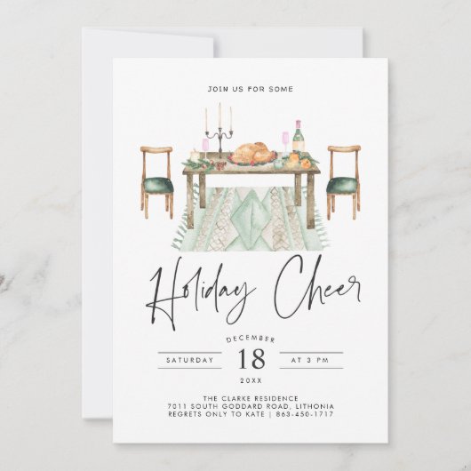 Holiday Cheer | kerstdiner Kaart (Voorkant)