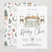 Holiday Cheer | kerstdiner Kaart (Voorkant / Achterkant)