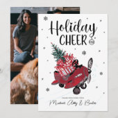 HOLIDAY CHEER | Kute Little Red Airplane Feestdagenkaart (Voorkant / Achterkant)