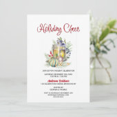 Holiday Cheer Lantern en Baubles Holiday Party Kaart (Staand voorkant)