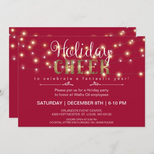 Holiday Cheer Lights Party nodigt uit Kaart (Voorkant / Achterkant)
