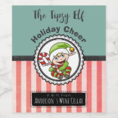 Holiday Cheer met een kerstfoto van Elf Wijn Etiket (Enkel label)