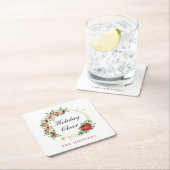 Holiday Cheer Poinsettia Wreath Gold Personalized Kartonnen Onderzetters (Insitu)