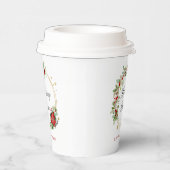 Holiday Cheer Poinsettia Wreath Gold Personalized Papieren Bekers (Rechts)