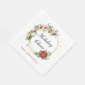 Holiday Cheer Poinsettia Wreath Gold Personalized Servet (Hoek)