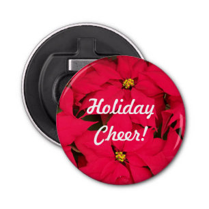 Holiday Cheer Poinsettias Button Flesopener