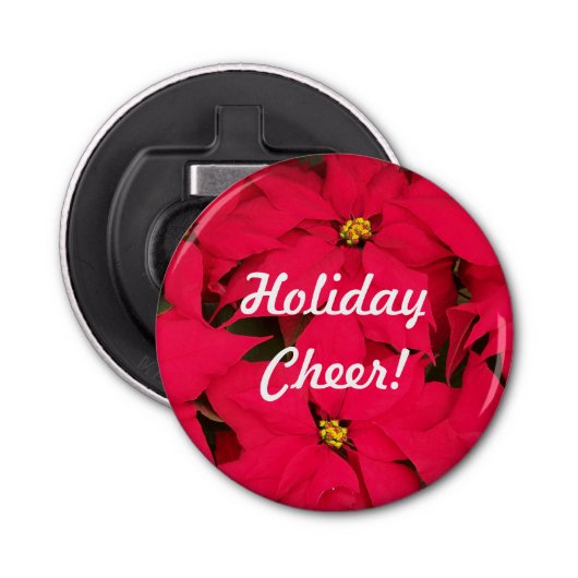 Holiday Cheer Poinsettias Button Flesopener (Voorkant)