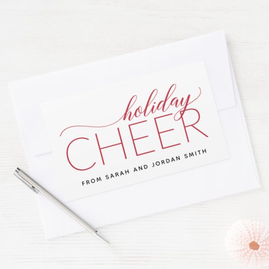 Holiday Cheer Red Rechthoekige Sticker (Envelop)
