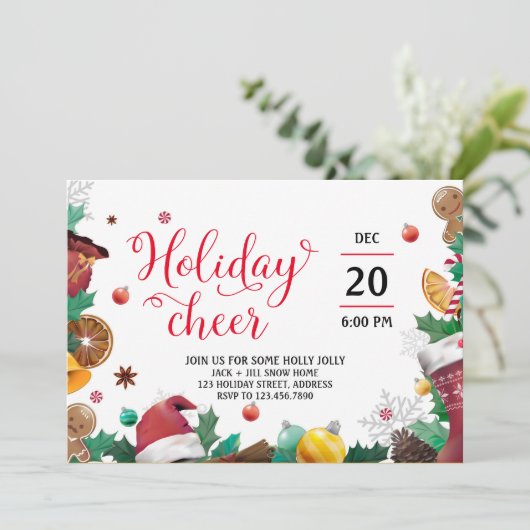 Holiday Cheer Script & kerstcadeautjes Kaart (Staand voorkant)