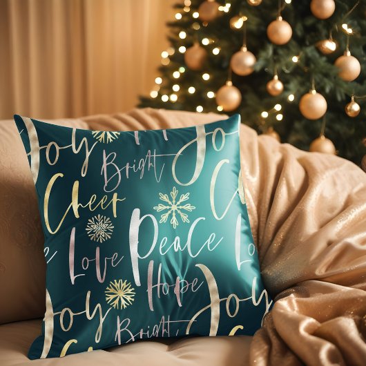 Holiday Cheer Shinny Script Typografisch Kerstfees Kussen