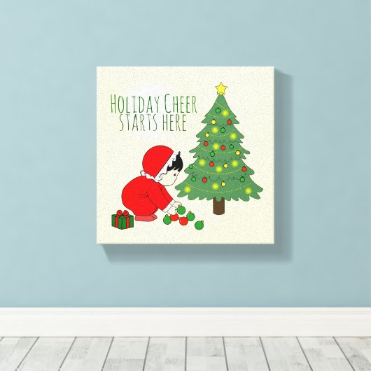 Holiday Cheer Starts Here - wall art Canvas Afdruk (Insitu (Houten vloer))