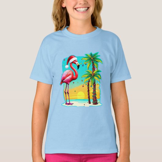 Holiday Cheer T-Shirt Flamingo Feestelijke Palm De (Voorkant)