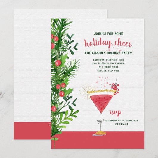 Holiday Cheer Uitnodiging (Voorkant / Achterkant)