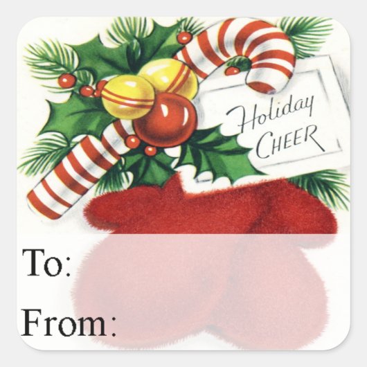 Holiday Cheer Vintage Christmas Gift Label (Voorkant)