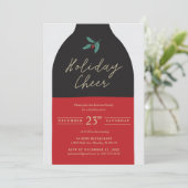 Holiday Cheer Wine Bottle Party Kaart (Staand voorkant)