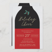 Holiday Cheer Wine Bottle Party Kaart (Voorkant / Achterkant)