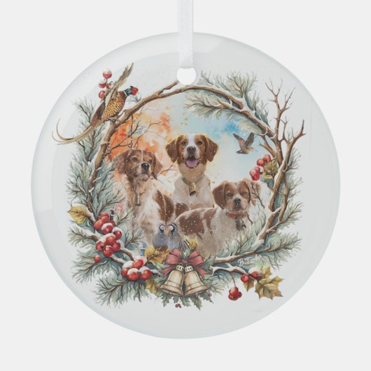  Holiday Cheer With a Brittany Spaniel Glas Ornament (Voorkant)