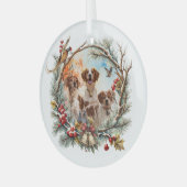  Holiday Cheer With a Brittany Spaniel Glas Ornament (Voorkant links)