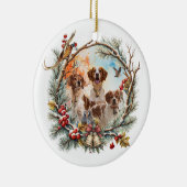  Holiday Cheer With a Brittany Spaniel Keramisch Ornament (Rechts)