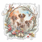 Holiday Cheer With a Brittany Spaniel Sticker (Voorkant)