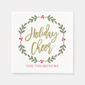 Holiday Cheer Wreated Gold Script Servet (Voorkant)