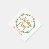 Holiday Cheer Wreated Gold Script Servet (Hoek)