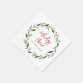 Holiday Cheer Wreath Handwritten Script Paper Servet (Hoek)