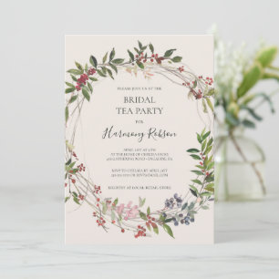 Holiday Chic Botanical Champagne Bridal Tea Kaart