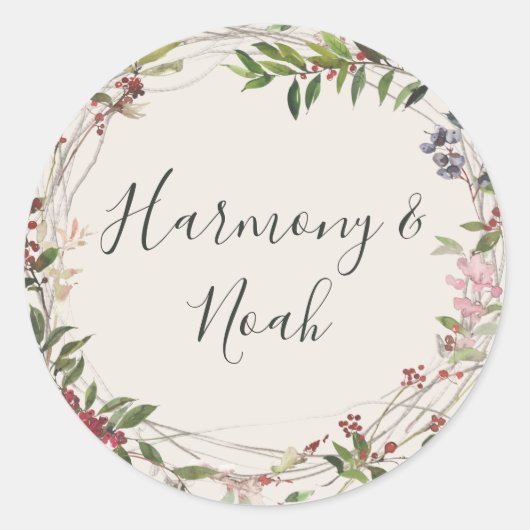 Holiday Chic Botanical | Champagne Envelope Seals Ronde Sticker (Voorkant)