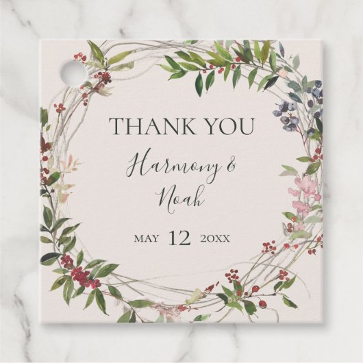 Holiday Chic Botanical | Champagne Hartelijk dank Bedankjes Labels (Voorkant)