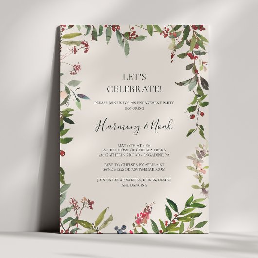 Holiday Chic Botanical | Champagne Let's Celebrate Kaart