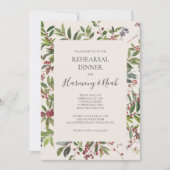 Holiday Chic Botanical Champagne Rehearsal Dinner Kaart (Voorkant)