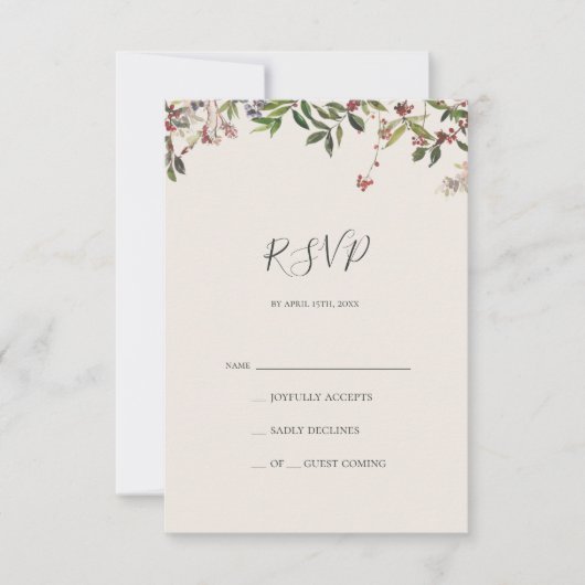 Holiday Chic Botanical | Champagne RSVP-kaart RSVP Kaartje (Voorkant)