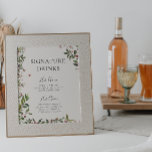 Holiday Chic Botanical Champagne Signature Drinken Poster<br><div class="desc">Deze feestelijke botanische champagne drink poster is perfect voor uw rustige, griezelige winterbruiloft. Ontworpen met zwarte kerst-waterverf, met inbegrip van rode holly bessen en eenvoudige groene bladeren. De klassieke bohemische florale van december is een andere ontwerpfunctie die het thema zal voltooien u zoekt. U kunt met uw eigen foto's personaliseren...</div>