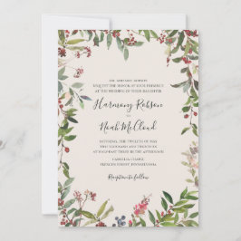 Holiday Chic Botanical | Champagne Wedding Invitat Kaart
