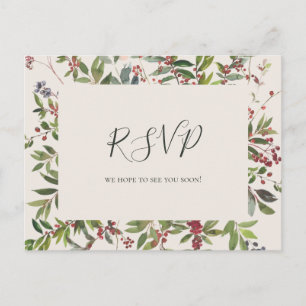 Holiday Chic Botanical   Champagne Wedding RSVP Briefkaart