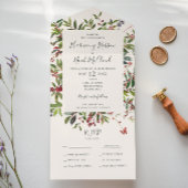 Holiday Chic Botanical | Champagne-zegel en zendin All In One Uitnodiging