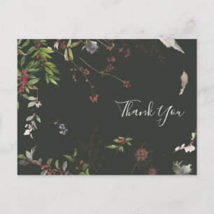 Holiday Chic Botanical Dark Green Bedankt Briefkaart