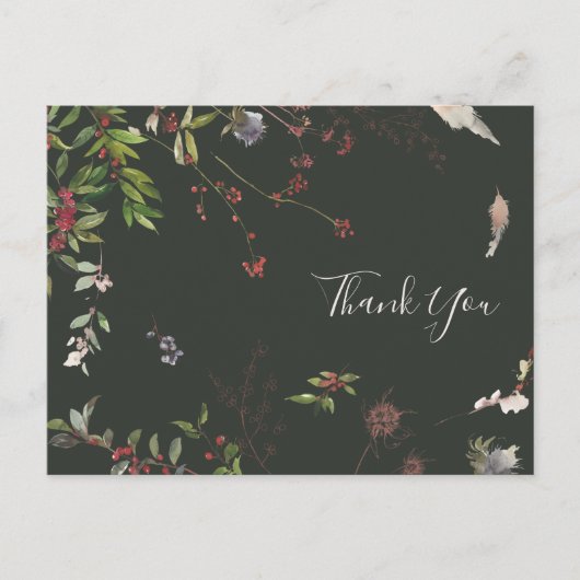 Holiday Chic Botanical Dark Green Bedankt Briefkaart (Voorkant)