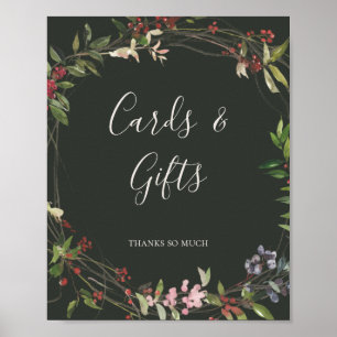 Holiday Chic Botanical Dark Green Cards en Gifts Poster