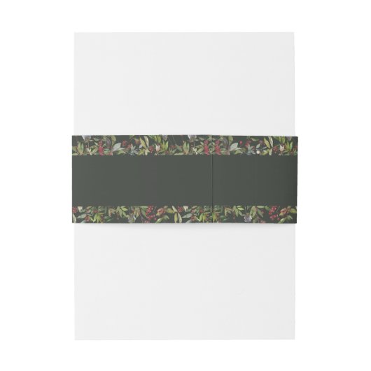 Holiday Chic Botanical | Donkere groene bruiloft I Uitnodigingen Wikkel (Achterkant Voorbeeld)