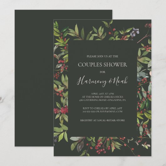 Holiday Chic Botanical | Donkere groene stelletjes Kaart (Voorkant / Achterkant)