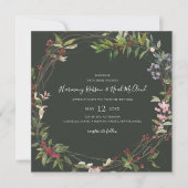 Holiday Chic Botanical | Donkere groene vierkant b Kaart (Voorkant)