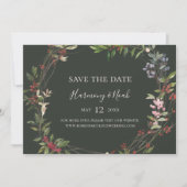 Holiday Chic Botanical | Donkergroen horizontaal Save The Date (Voorkant)
