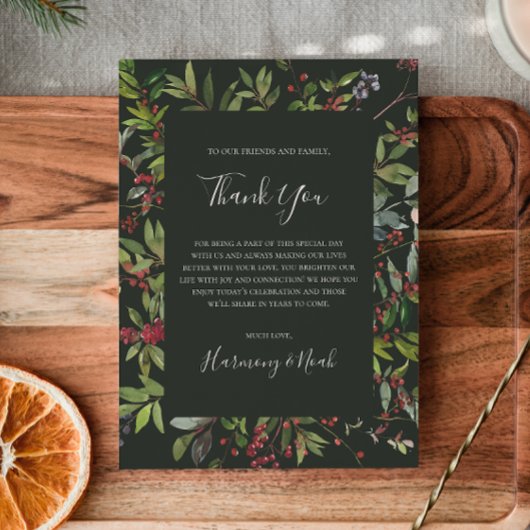 Holiday Chic Botanical | Donkergroene dank Briefkaart