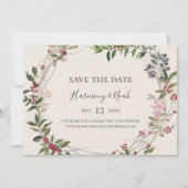 Holiday Chic Botanical | Horizontale champagne Save The Date (Voorkant)